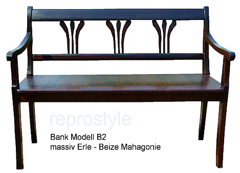 Bank Modell B2 - Erle massiv gebeizt - Mahagoni