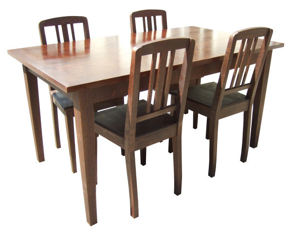 Tisch Modell A mit Bestuhlung EA - Erle - Farbe Nussbaum dunkel - Hartl/ Wachs