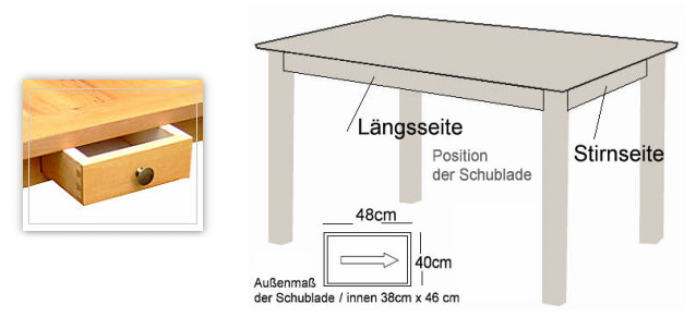 Schublade für Tisch und Tafel