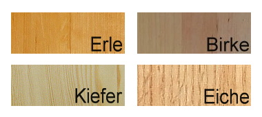 Holzarten bei reprostyle | Erle, Birke, Kiefer und Eiche