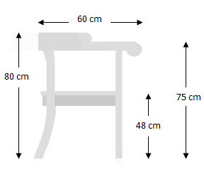 Maße Armlehnstuhl  EF1 - reprostyle